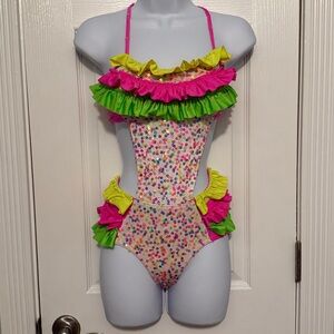 Colorful Ruffled sequin dance custom